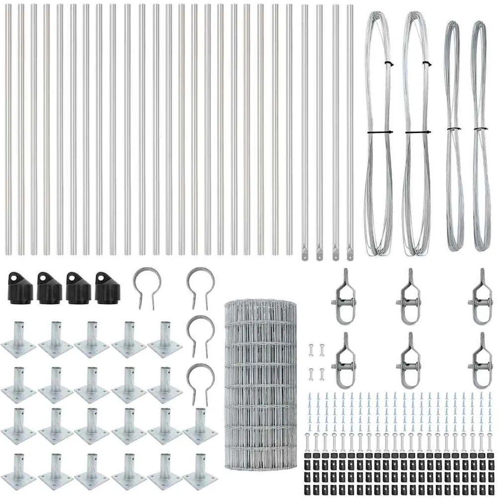 Cerca Euro com 13 postes flangelados, 0,6 x 50m, em aço galvanizado.
