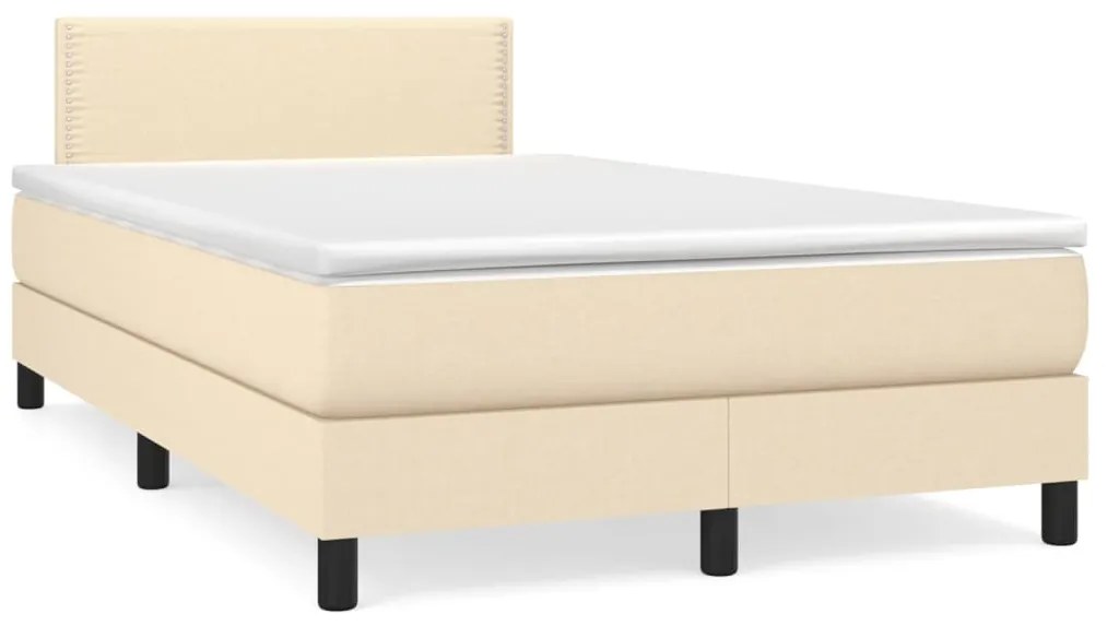 Cama boxspring com colchão 120x190 cm tecido cor creme