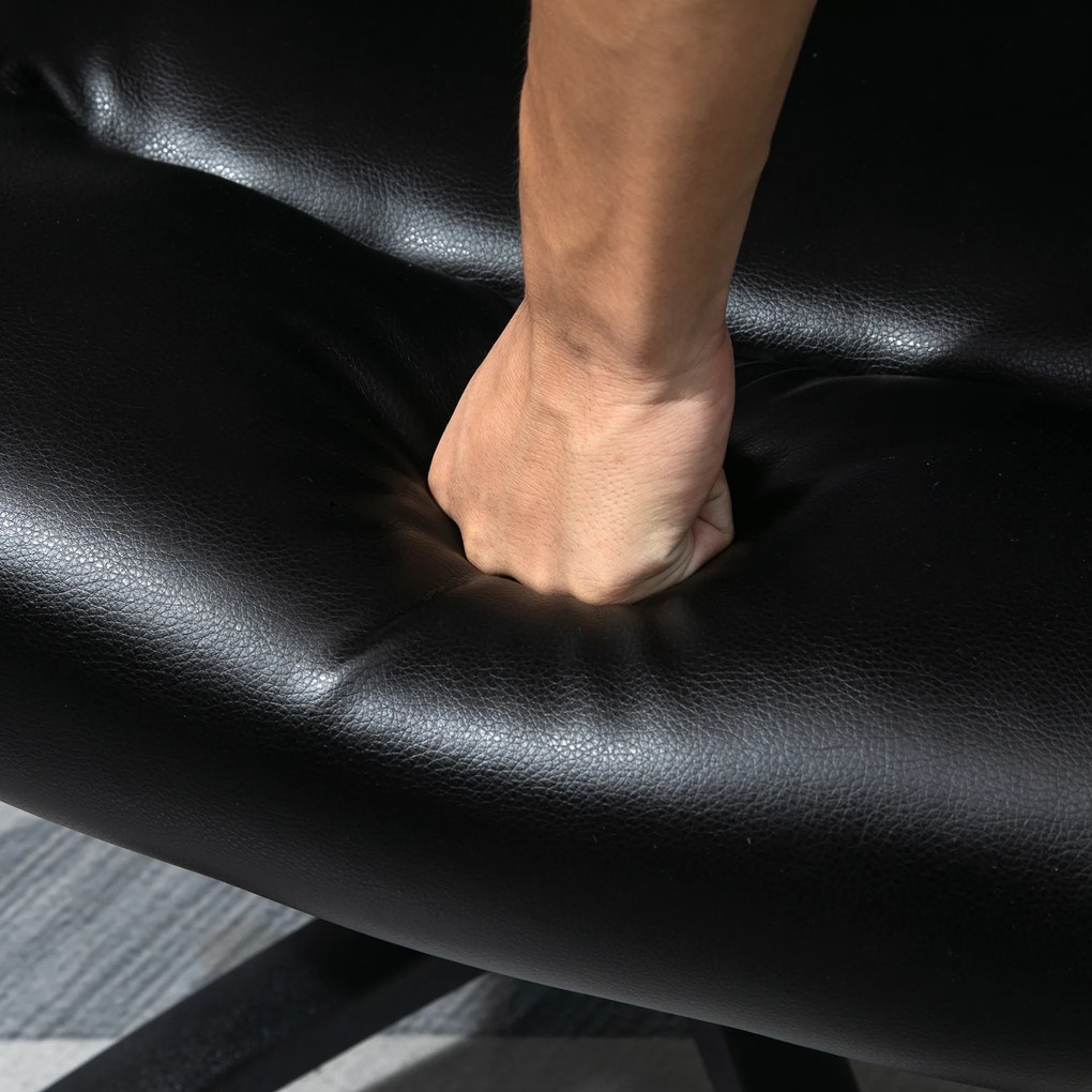 Vinsetto Cadeira de Escritório Giratória Cadeira de Escritório Ergonómica com Altura Ajustável Apoio para os Braços Alto Acolchoado de Couro Sintético 66x66x107-114cm Preto