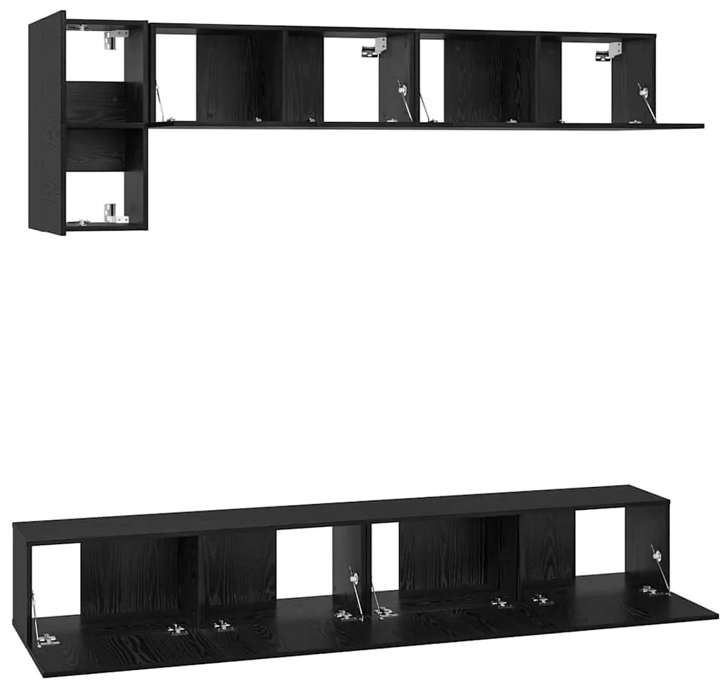 Conjunto de móvel de TV 5 pcs Carvalho Preto 100 x 30 x 30 cm