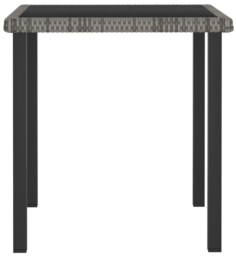 3 pcs conjunto de jantar para jardim vime PE cinzento