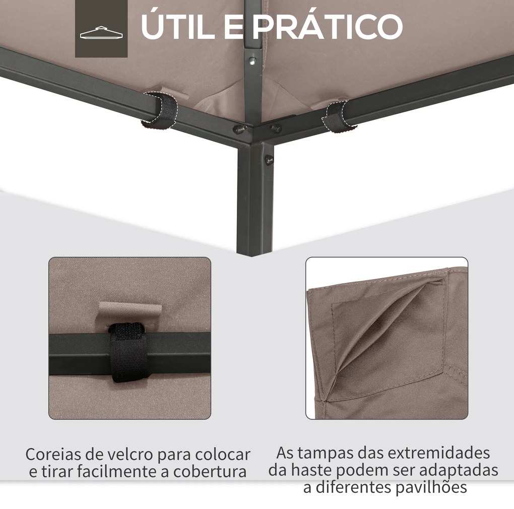 Outsunny Toldo de Substituição de 3x3m para Pérgola de Jardim com 8 Orifícios de Drenagem e Ventilação Bege