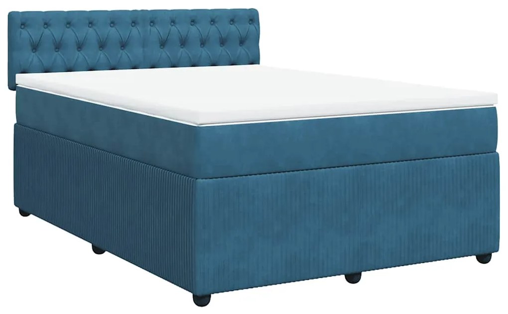 Cama com molas/colchão 140x200 cm veludo azul