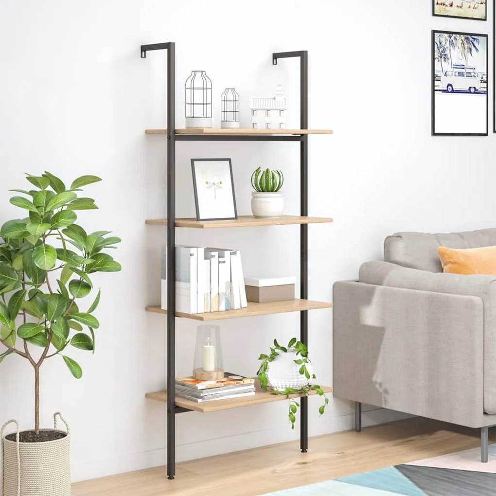 336382 vidaXL Unidade 4 prateleiras 64x35x152,5 cm castanho-claro e preto