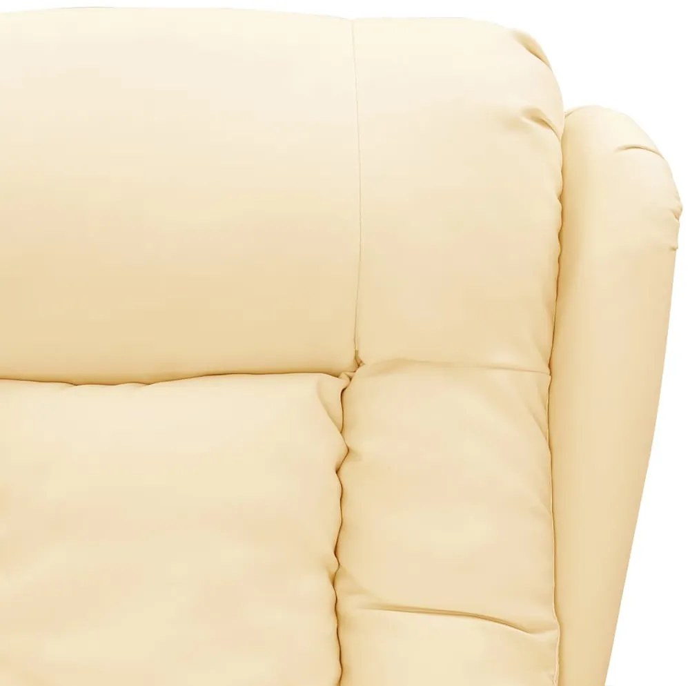 Poltrona reclinável elétrica couro artificial cor creme