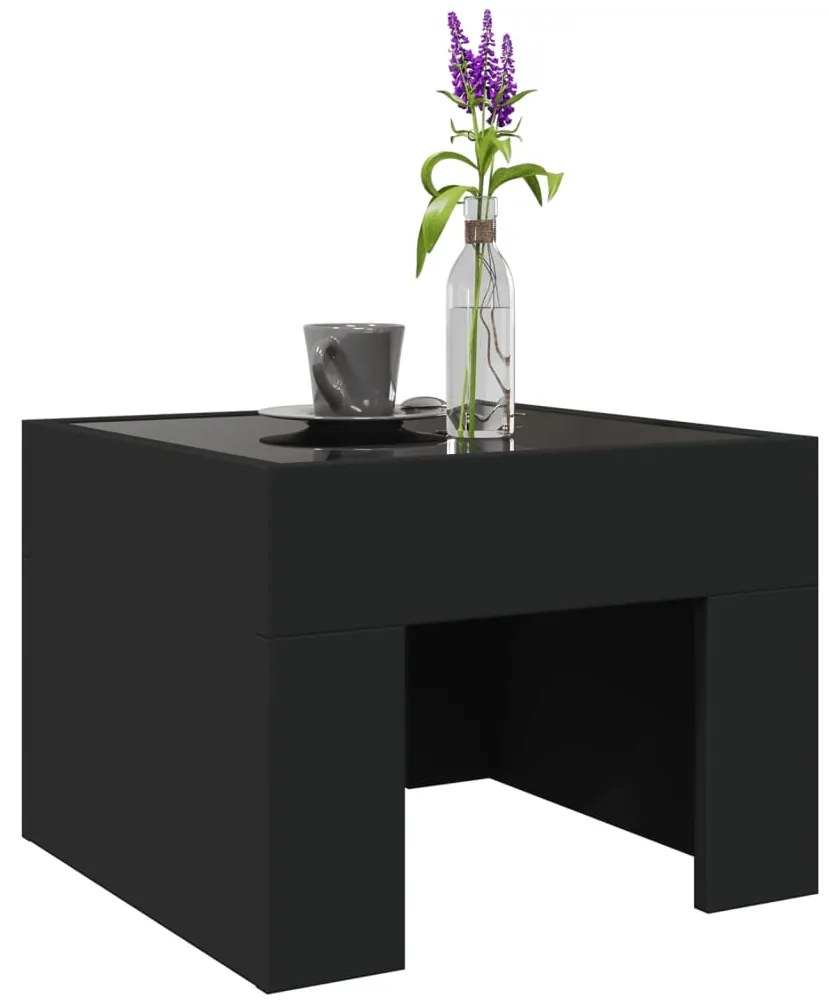 Mesa de centro com luzes LED Infinity 40x40x30 cm preto