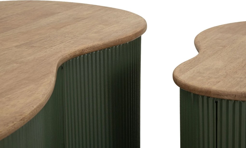 MESA DE CENTRO FRANKFURT CONJUNTO DE 2 PEÇAS 87X53X32-50X35X28 CM VERDE E CASTANHO