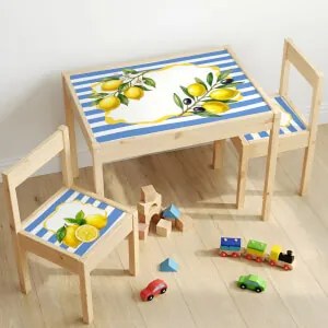 IKEA LÄTT - Conjunto de autocolantes Dolce Vita (Riscas azuis e limões)