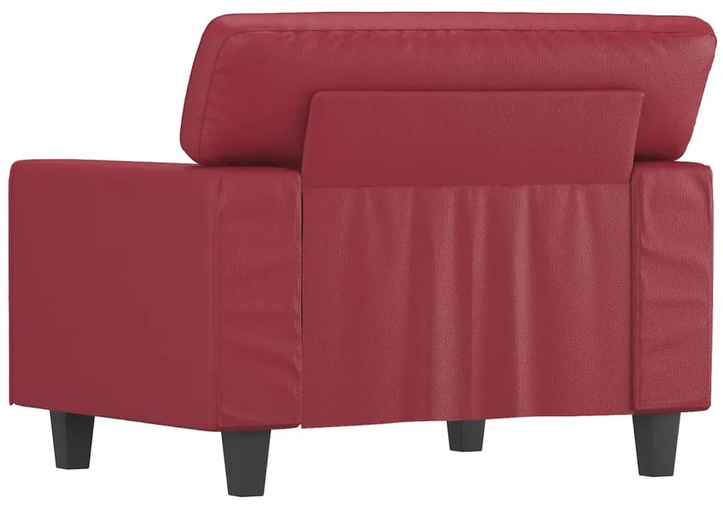 Poltrona 60 cm couro artificial vermelho tinto