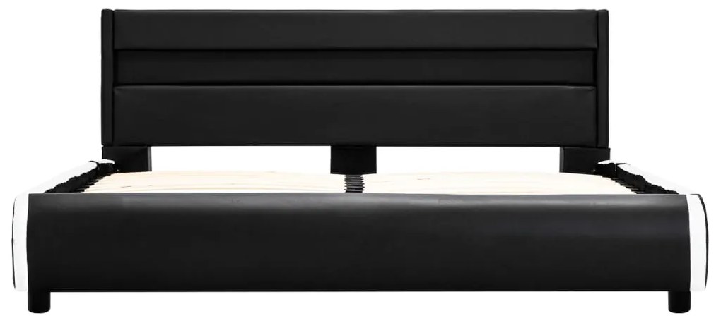 Estrutura de cama com LED 140x200 cm couro artificial preto