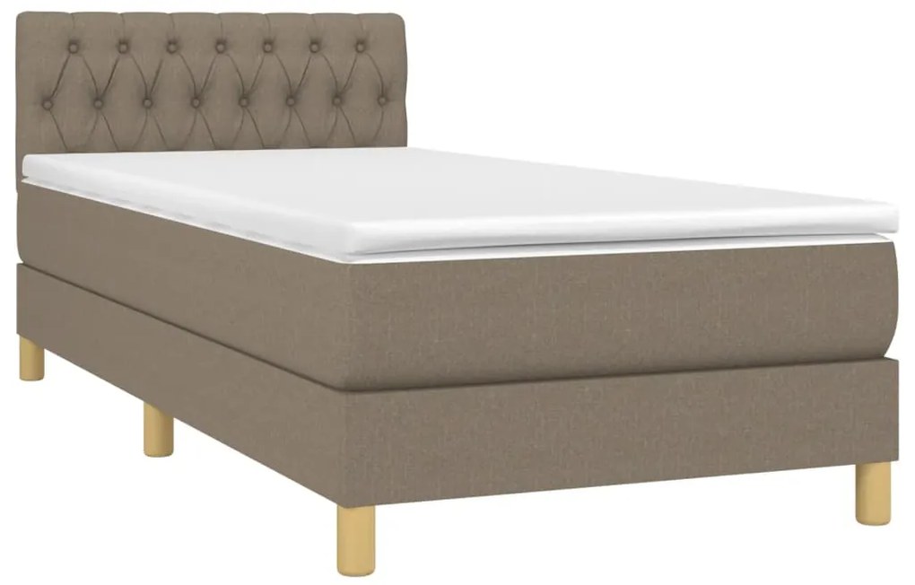 Cama com molas/colchão 90x190 cm tecido castanho-acinzentado