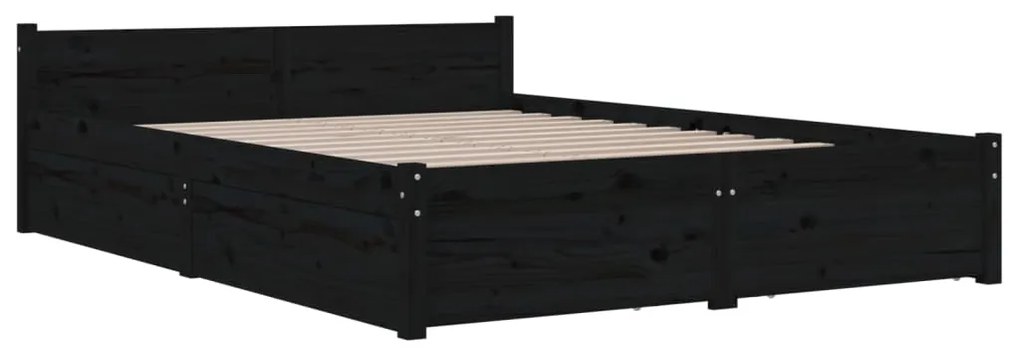 Estrutura de cama c/ gavetas 140x190 cm preto