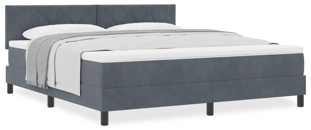 Cama Box Spring com Colchão Cinza Escuro Super King em Veludo