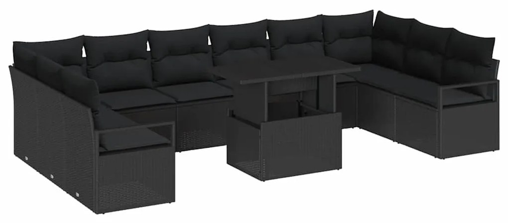 Conjunto de Sofás de Jardim de 11 Peças com Almofadas em Rattan Sintét