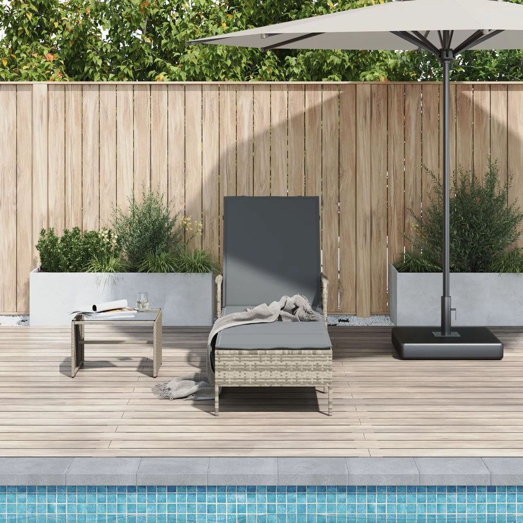 Espreguiçadeira Cinza claro Rattan PE 157 x 55 x 92 cm Dobrável