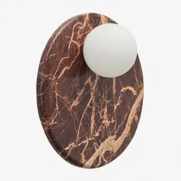 Aplique De Parede Ø30 Cm Em Mármore Com Bola De Cristal Conrad Mármore Vermelho Cherry Gold - Sklum