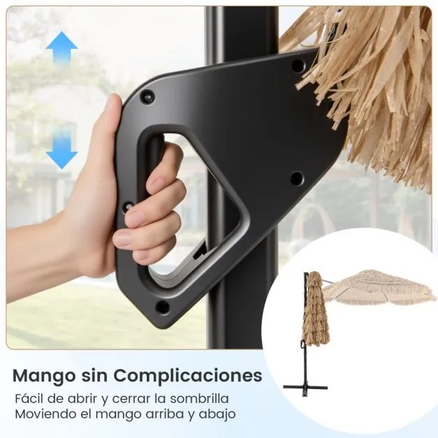 Guarda-sol suspenso estilo havaiano  283 x 245 cm com cobertura à prova de sol e parte superior ventilada para piscina, jardim, natural