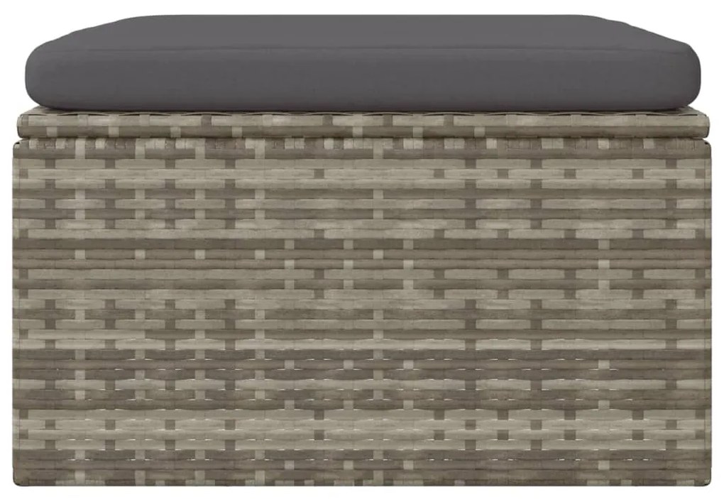 Apoio de pés p/ jardim com almofadão 55x55x30 cm vime PE cinza