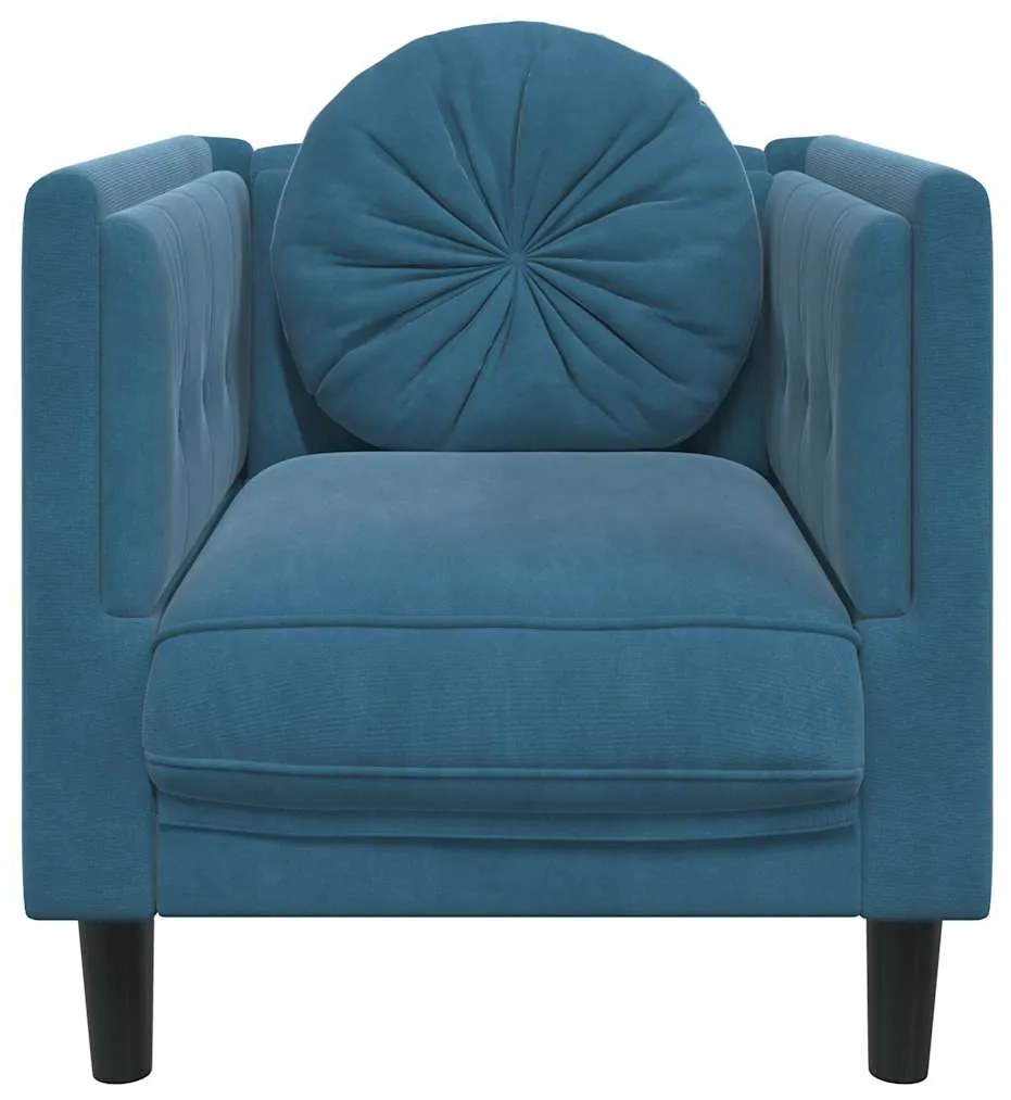 Poltrona com almofadão veludo azul