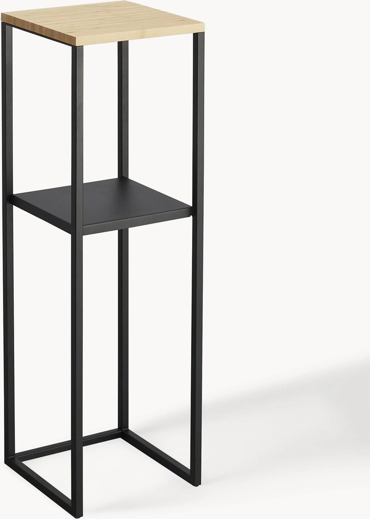 Estante estreita de metal e madeira de bambu Tower