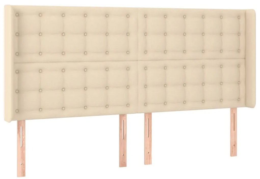 Cabeceira cama c/ luzes LED tecido 183x16x118/128 cm cor creme