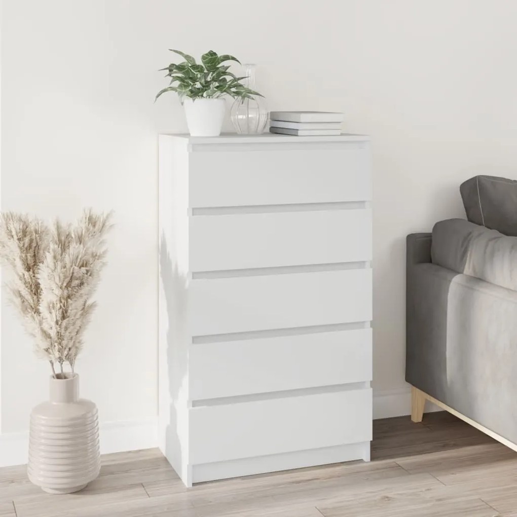 vidaXL Armário de gavetas 60x36x103 cm derivados de madeira branco