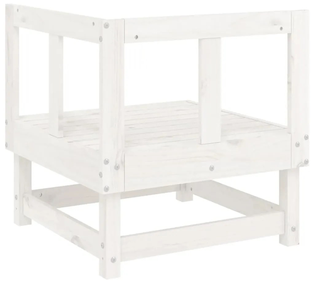 Sofás de canto para jardim 2 pcs madeira de pinho maciça branco