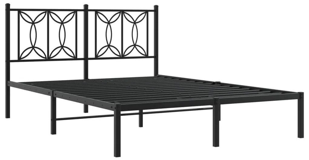 Estrutura de cama com cabeceira 140x200 cm metal preto