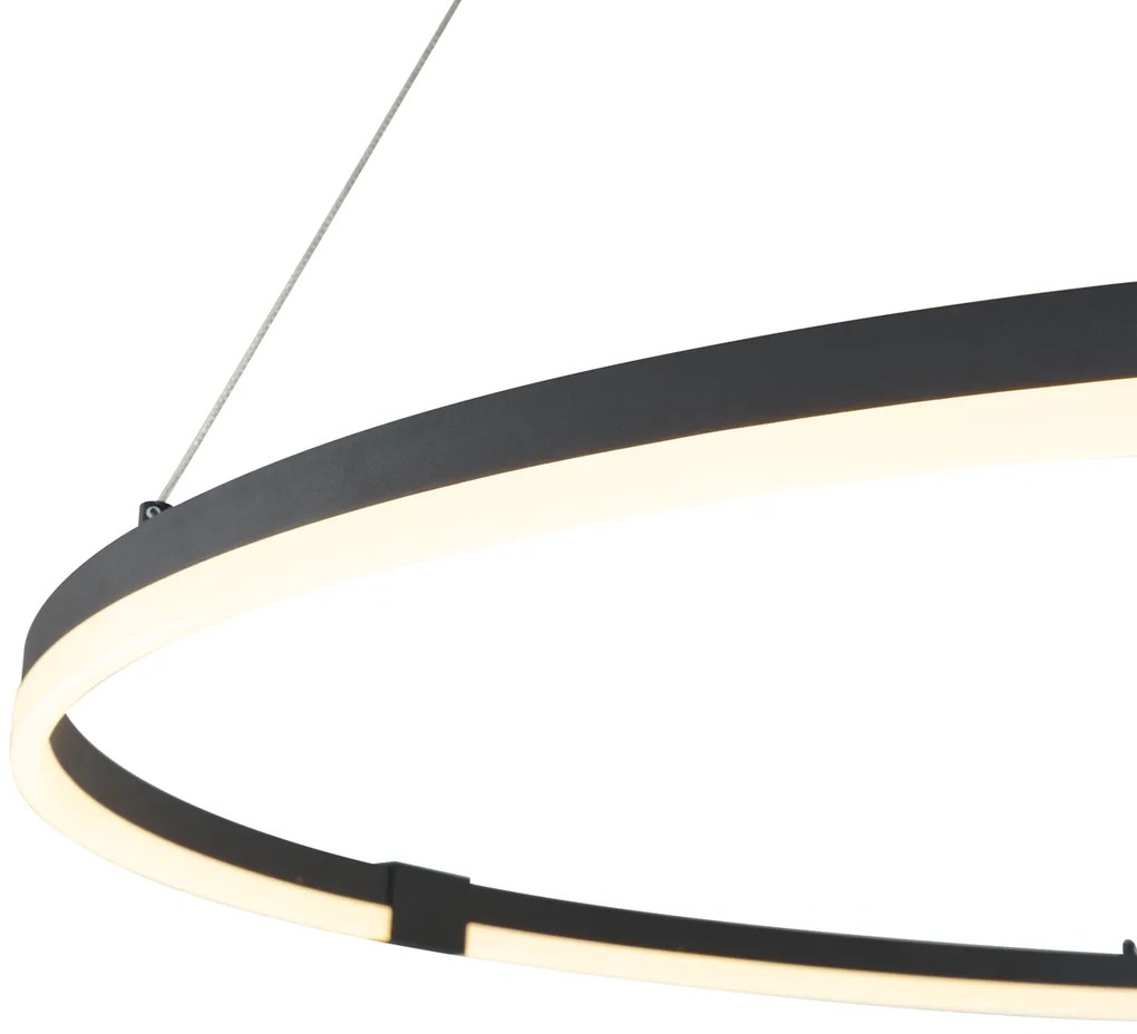 Candeeiro suspenso de design preto 120cm Incl. LED regulável em 3 níveis - Anello Design