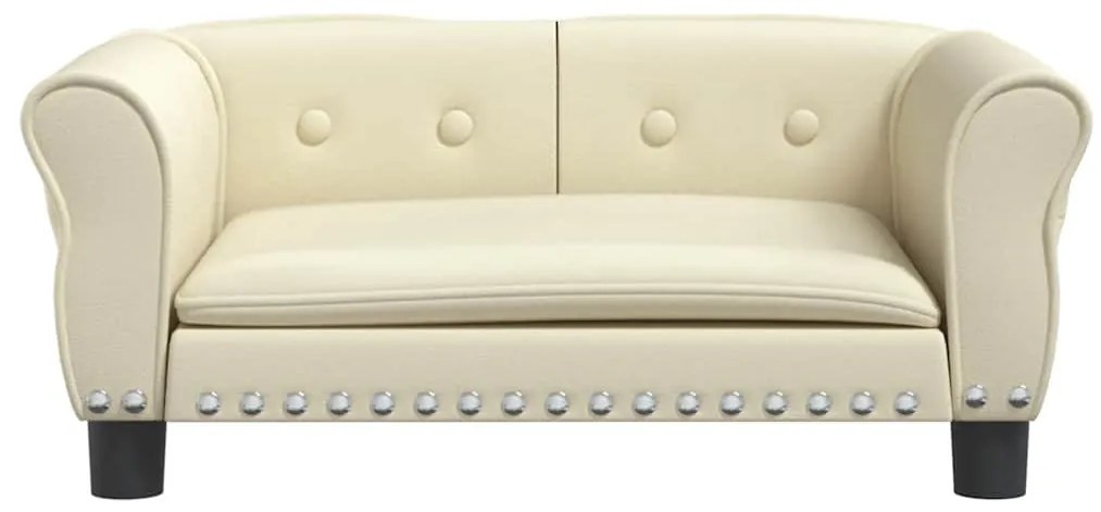 Cama para cães 70x45x30 cm couro artificial cor creme