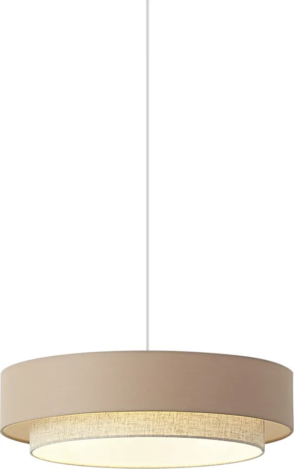 Candeeiro suspenso moderno bege com natural 50cm 3-luzes - Drum Duo
