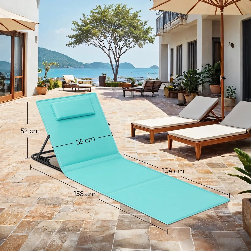 Espreguiçadeira praia, cadeira de campismo 158 x 55 cm azul marinho