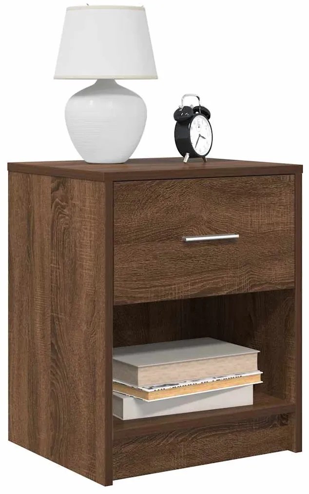 vidaXL Mesa de cabeceira com gaveta 40x34x50 cm carvalho castanho