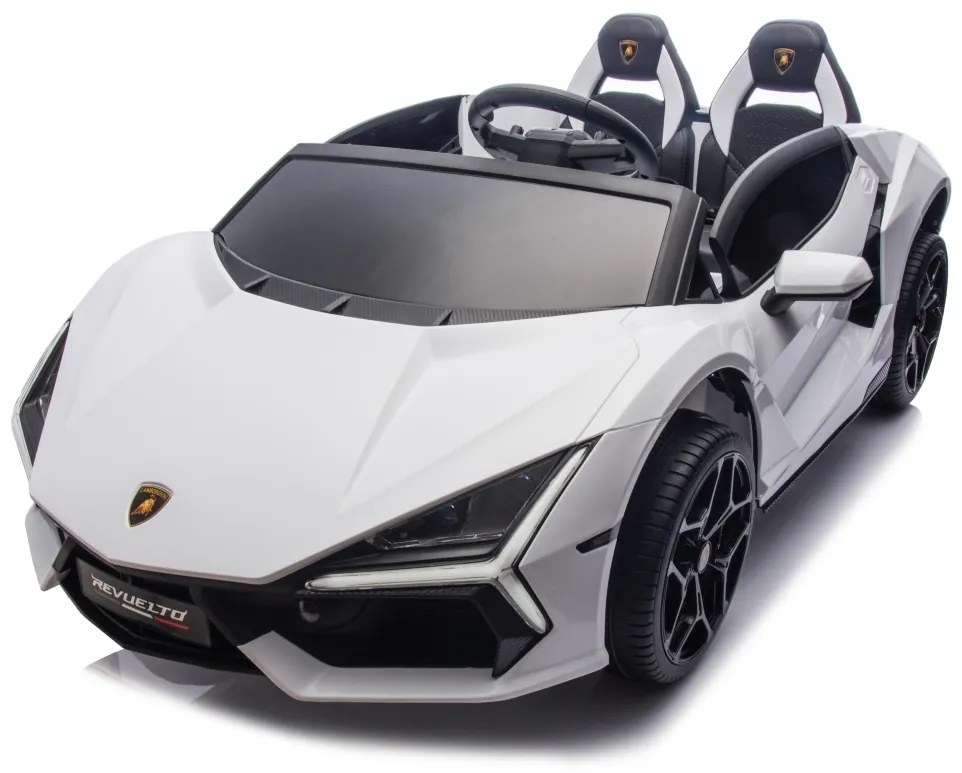 Carro elétrico para Crianças 2 Lugares Lamborghini Revuelto XL STRONG 24V, Rodas AR bombeado, Assento Couro ecológico Branco