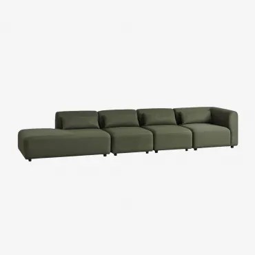 Sofá Modular De Canto Fogler De 4 Peças Com Espreguiçadeira Esquerda Chenille Verde Sálvia - Sklum