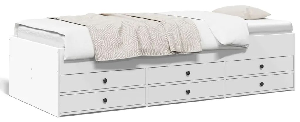 Sofá-cama c/ gavetas 90x200 cm derivados de madeira branco