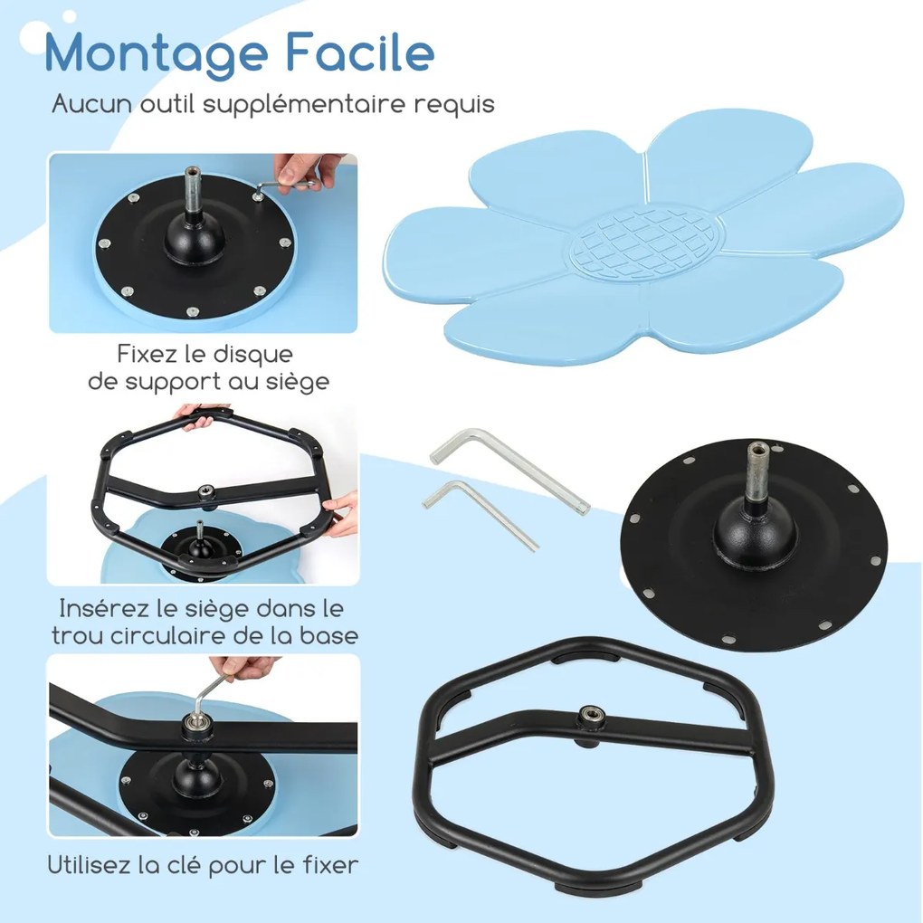Cadeira giratória sensorial Petal com base de metal antiderrapante para crianças autistas - vermelha