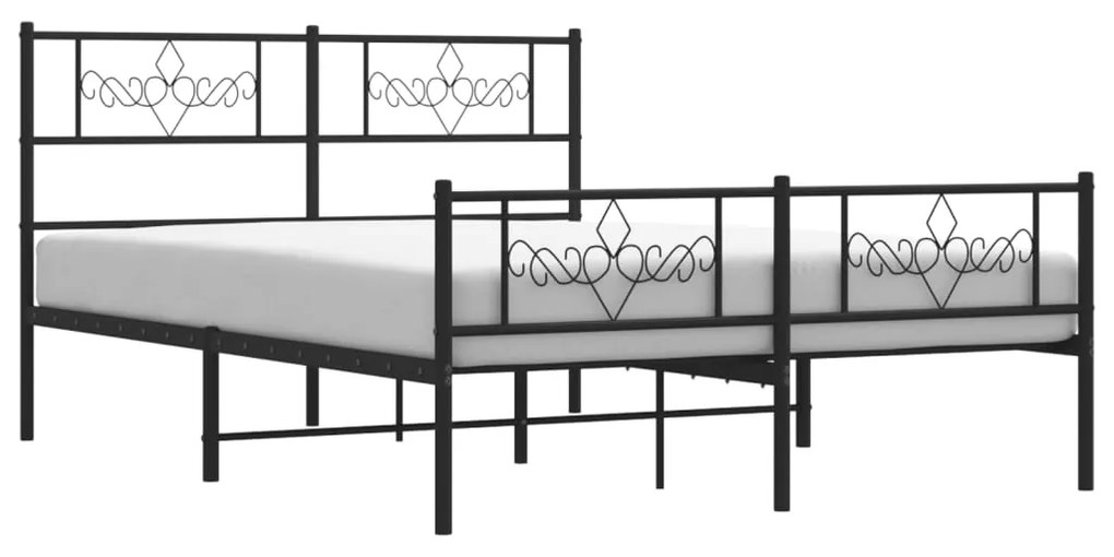 Estrutura de cama com cabeceira e pés 140x200 cm metal preto