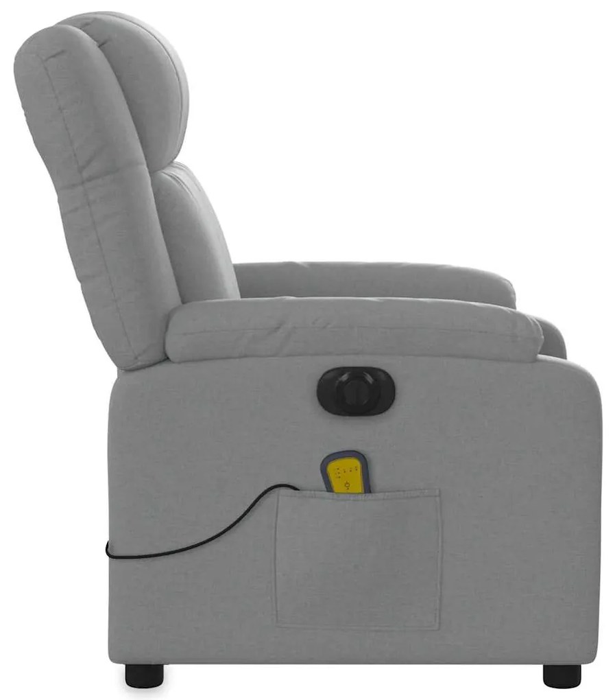 Poltrona de massagens reclinável elétrica tecido cinzento-claro