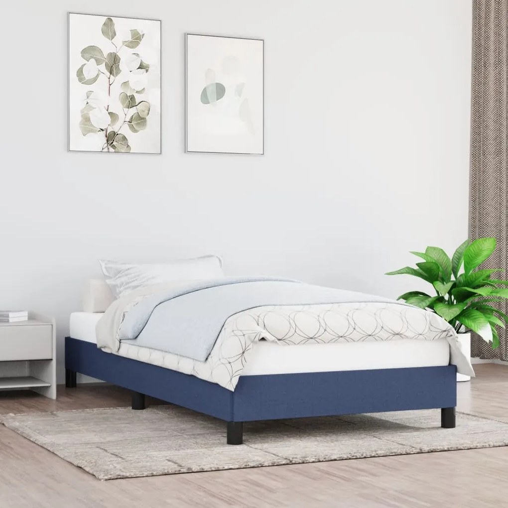 Estrutura de cama sem colchão 90x200 cm tecido azul