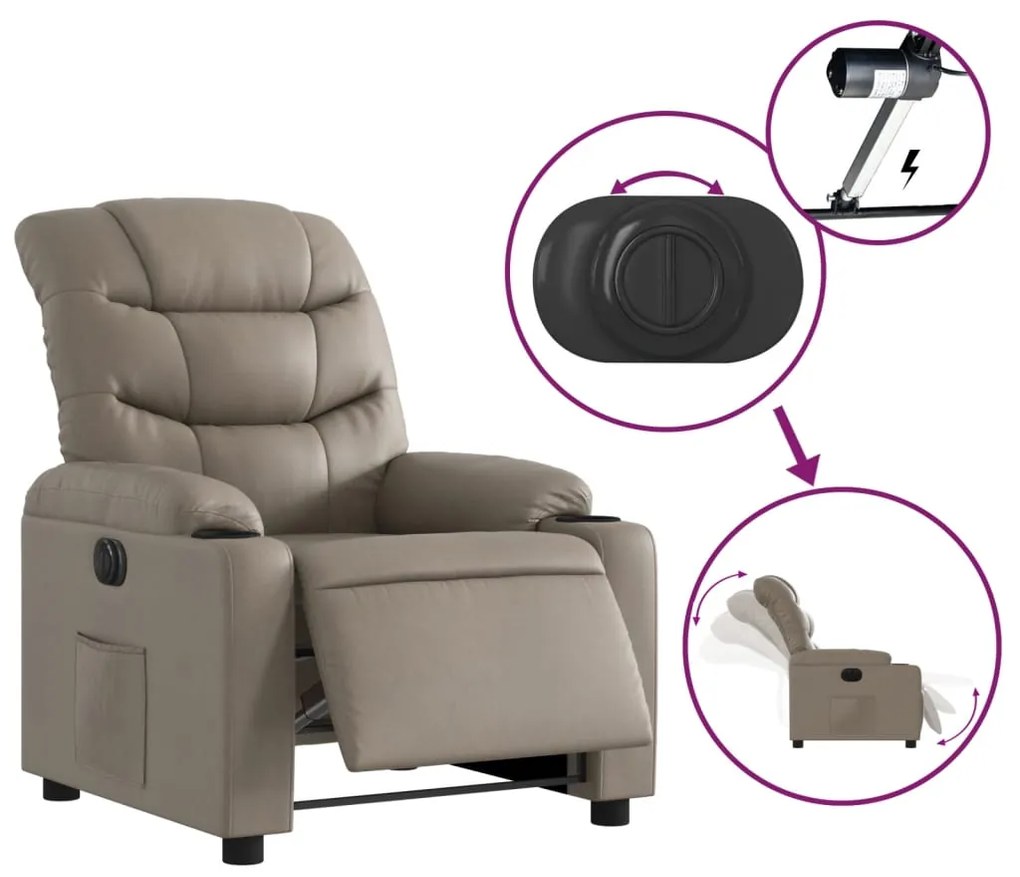 Poltrona reclinável elétrica couro artificial cor cappuccino
