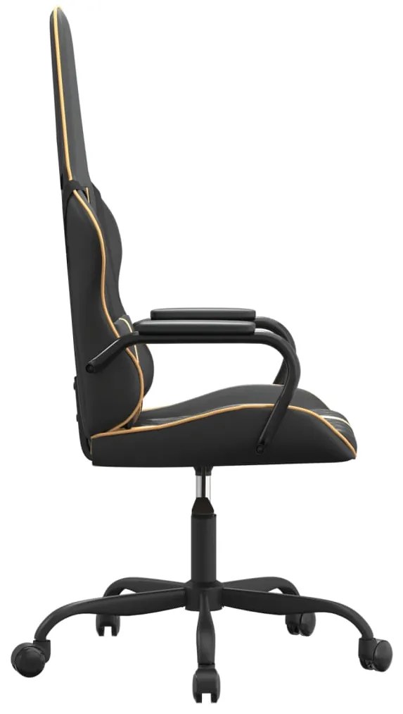Cadeira gaming de massagens couro artificial dourado e preto