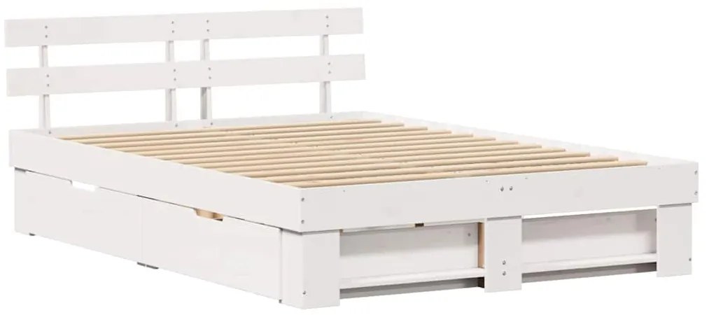 Estrutura da Cama Branco 140 x 200 cm Madeira de Pinheiro