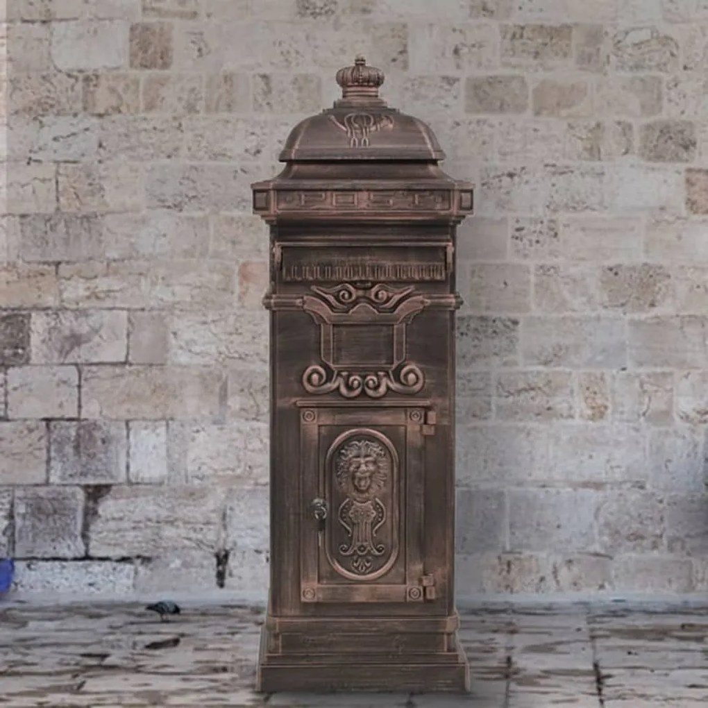 vidaXL Caixa correio coluna estilo vintage alumínio inoxidável bronze