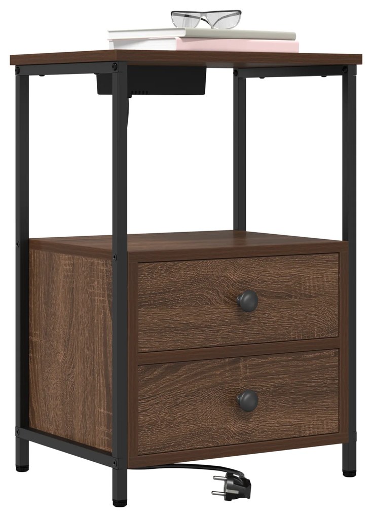 Armário Lateral com Estação de Carregamento com gaveta 2 pcs