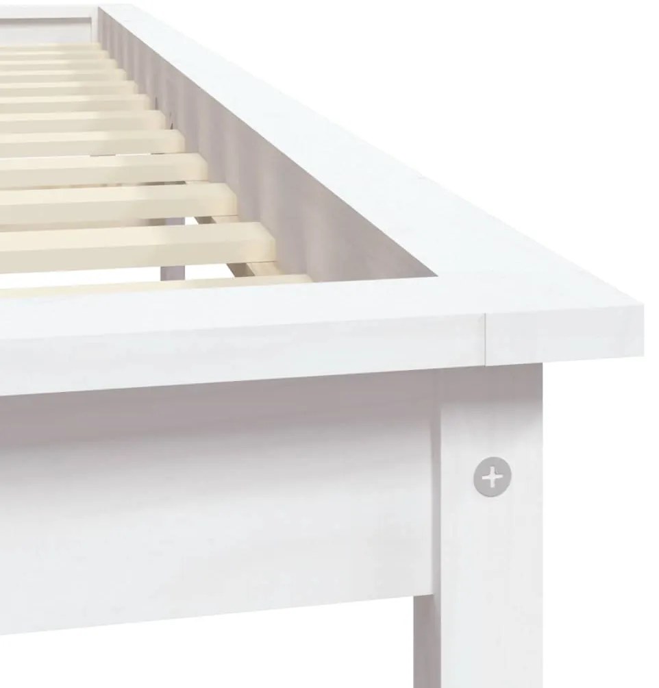 Estrutura de cama de casal 135x190 cm pinho maciço branco