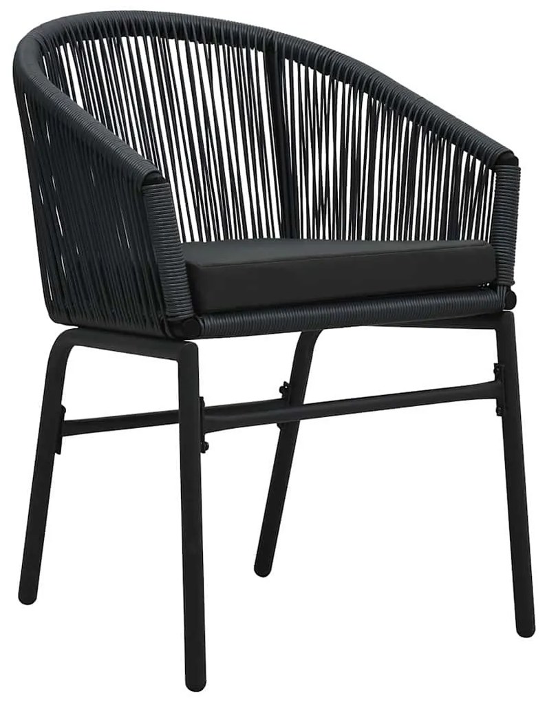 Conjunto de Jantar para Jardim Manual 9 pcs Preto Largo