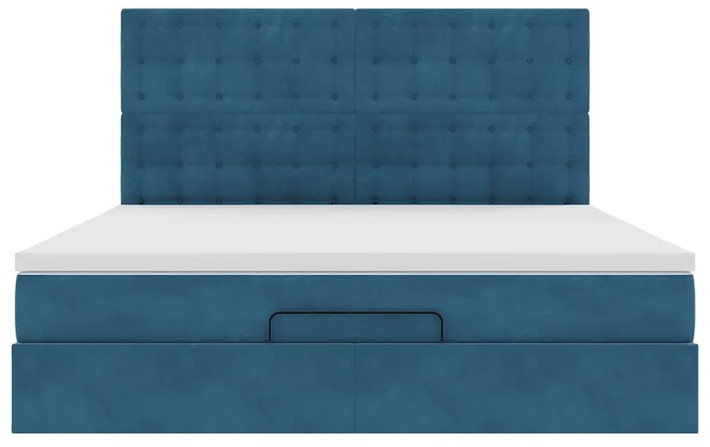 Estrutura cama otomana colchões 180x200 cm veludo azul escuro