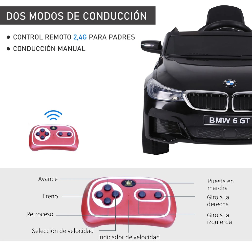 HOMCOM Carro elétrico para criança BWM 6GT a partir de 3 anos de idade