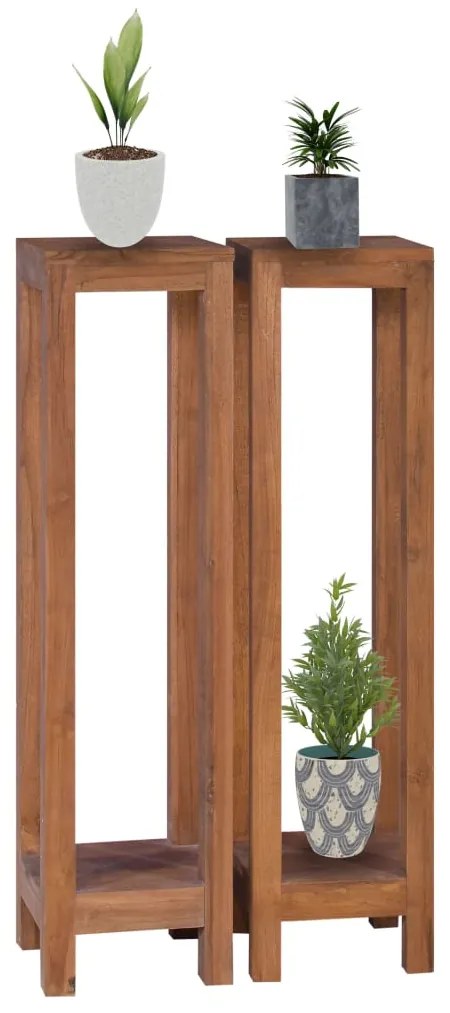 Suportes para plantas 2 pcs 25x25x100 cm madeira de teca maciça